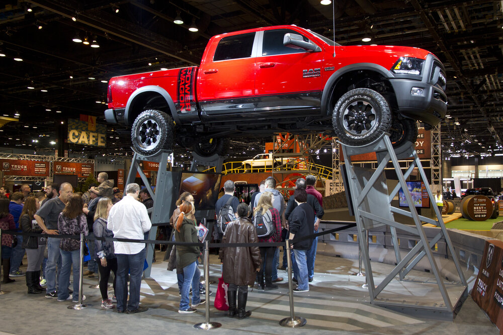 A 2017 Dodge RAM 2500 Heavy Duty pickup at the annual International auto show, February 11, 2017 in Chicago, IL_shutterstock 582620728