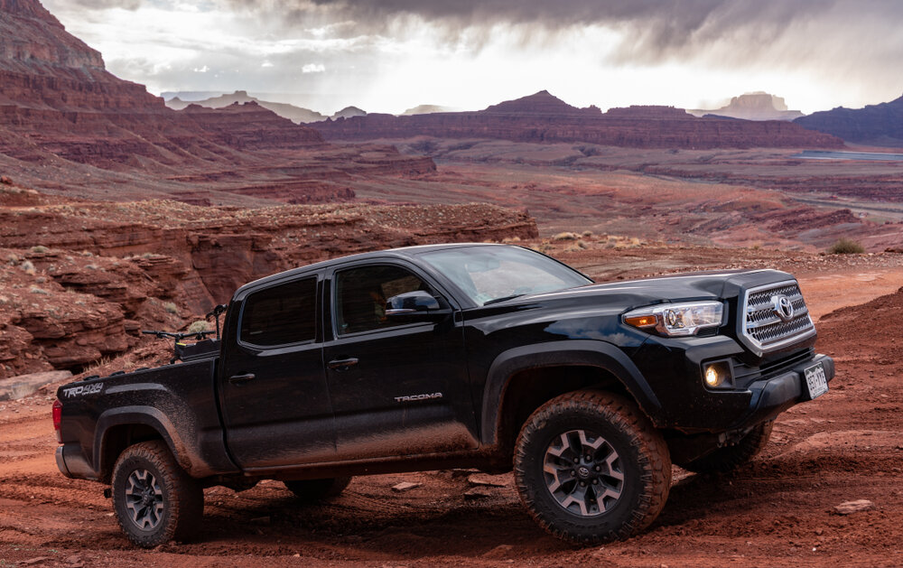 2017 Toyota Tacoma explores the backroads of Moab, Utah._shutterstock 1369452782