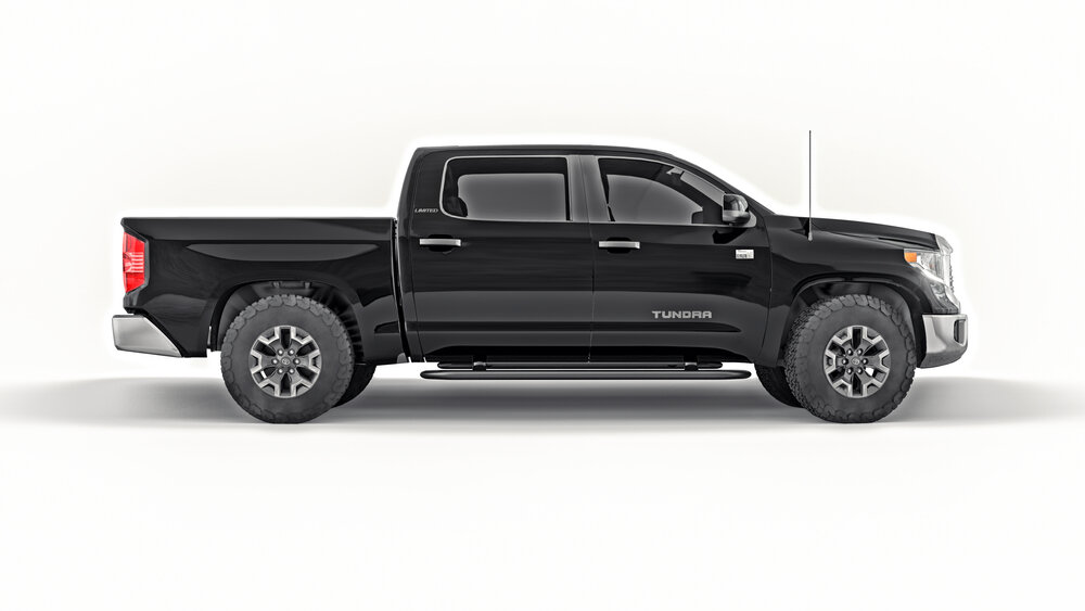 Tula, Russia. June 9, 2021, Toyota Tundra 2020 full size pickup black truck isolated on white background. 3d rendering_shutterstock 2005562840
