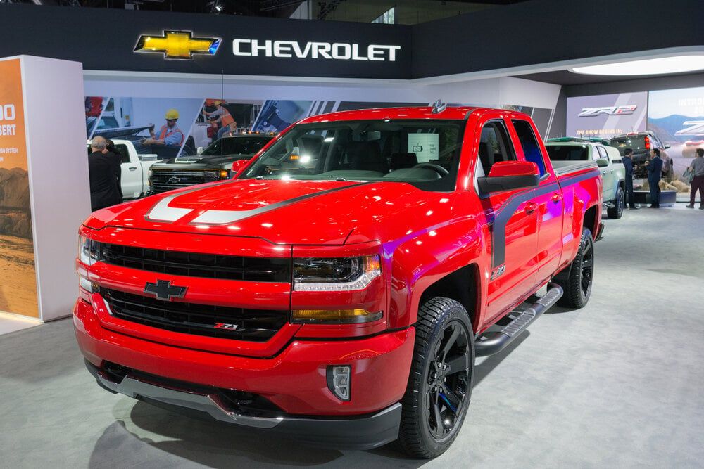 2017 Chevrolet Silverado 1500 Z71 on display during the Los Angeles Auto Show.