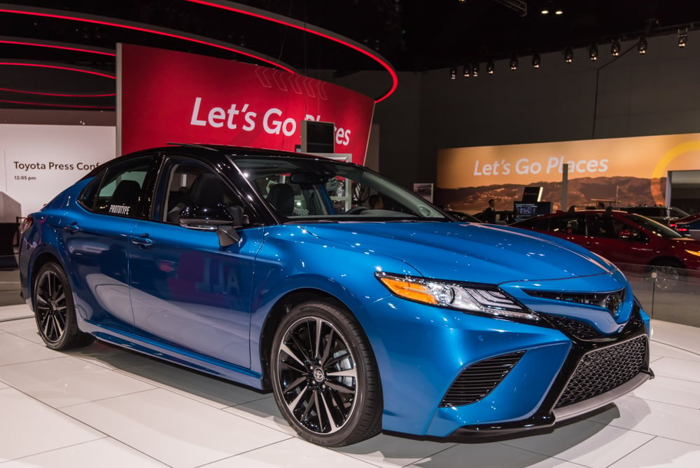 2021 Toyota Camry car at the Los Angeles Auto Show.