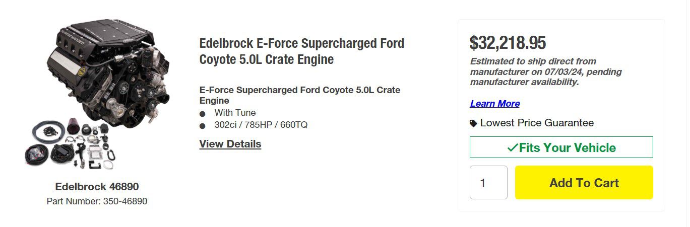 Ford V8 Coyote high performance engine for sale
