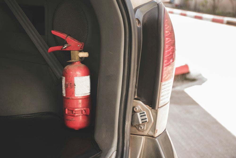A fire extinguisher can extinguish brake fires.
