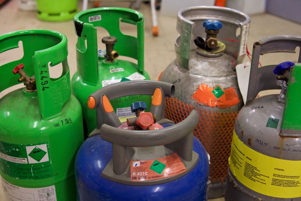 Containers filled with freon.