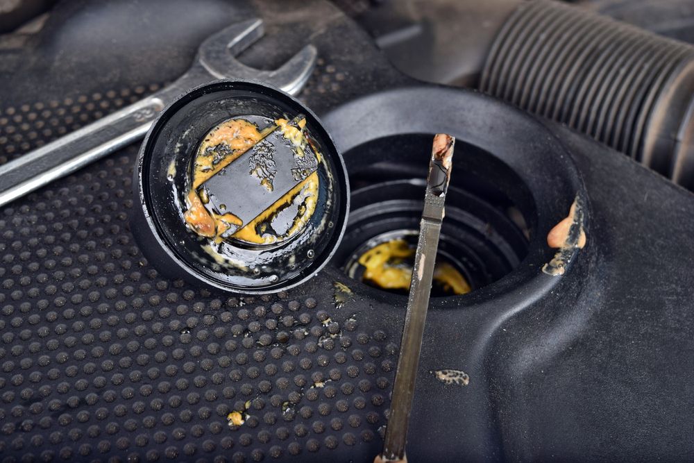 Foamy oil on oil cap indicating a blown head gasket