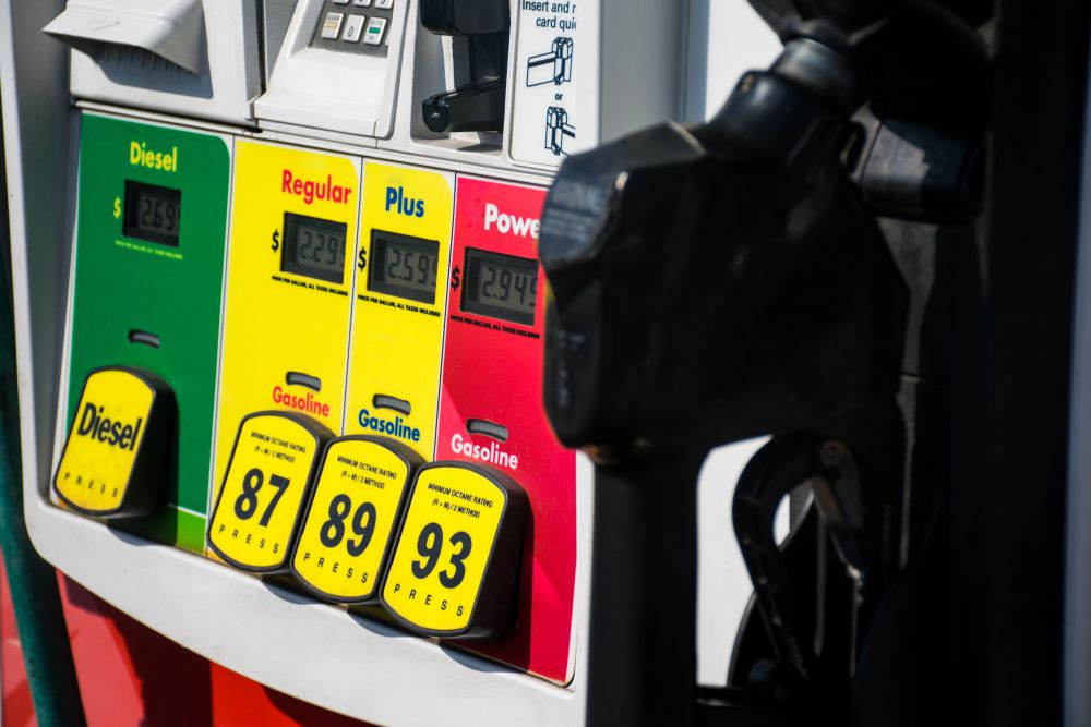 A selection of octanes, along with diesel, at the gas station