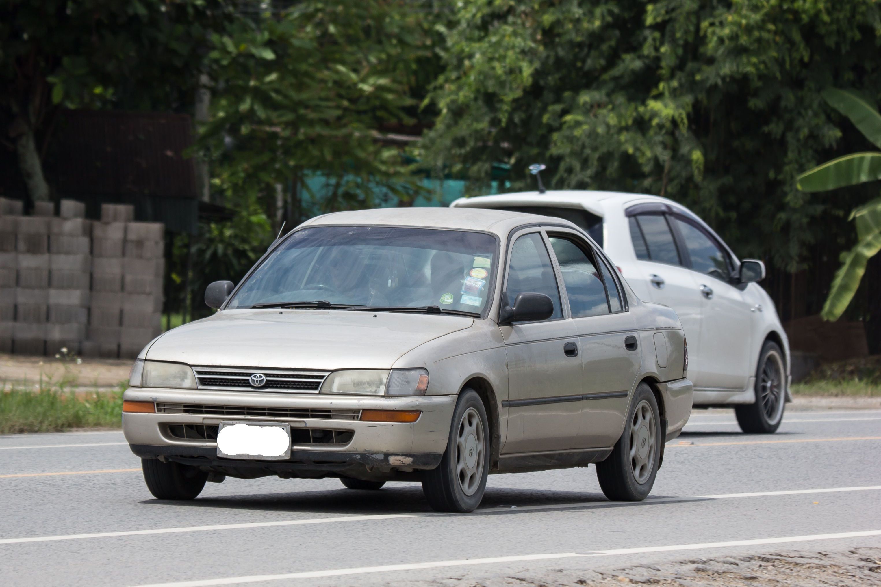 A high mileage Toyota Corolla still on the road