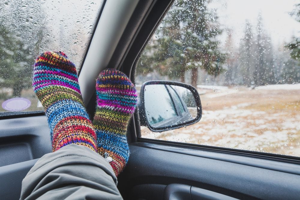 Layered socks for winter car camping