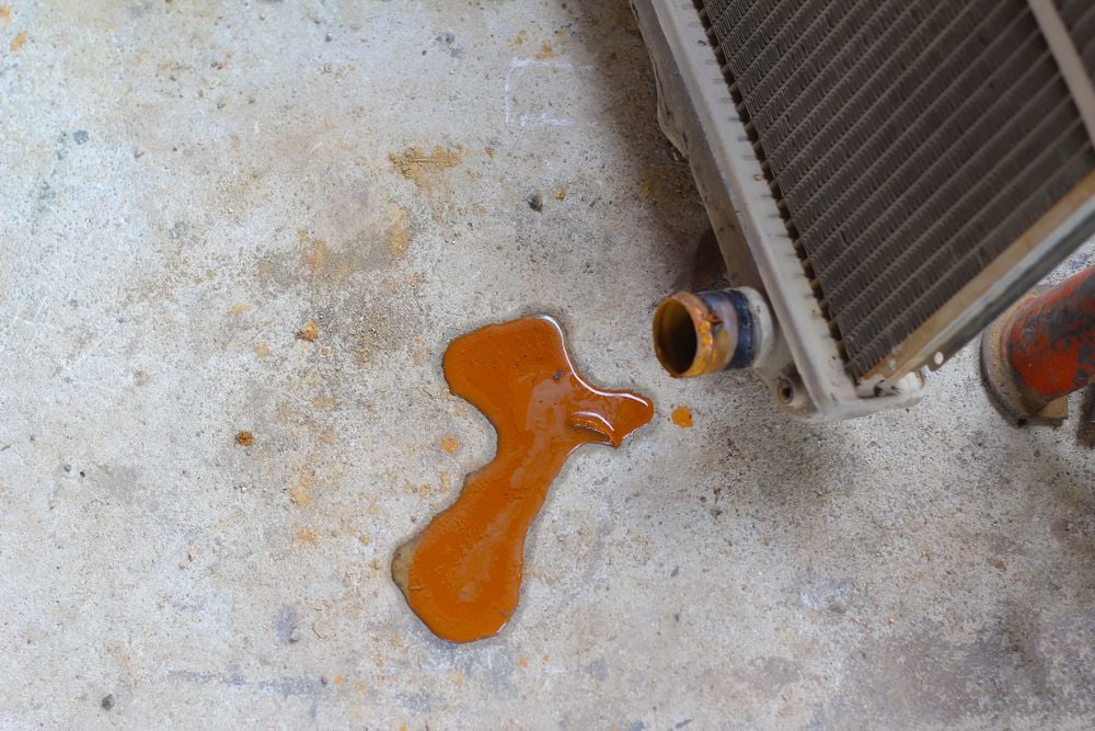 Rust colored engine coolant.