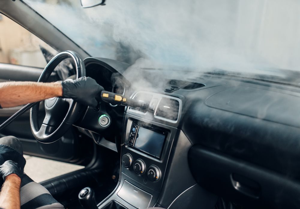 Steaming a car's dash and vents.