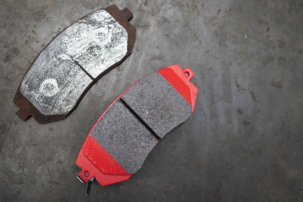 Worn vs. new brake pad