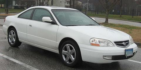 White Acura CL In Rainy Parking Lot