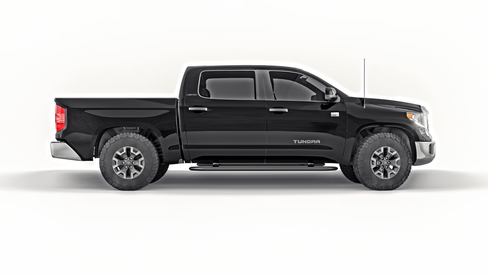 Tula, Russia. June 9, 2021, Toyota Tundra 2020 full size pickup black truck isolated on white background. 3d rendering
